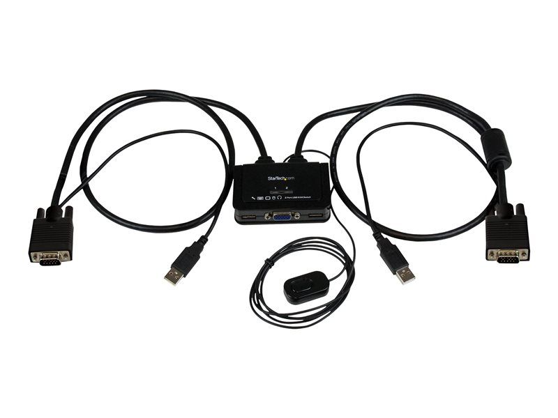 StarTech.com Switch KVM USB VGA à 2 ports - Commutateur écran clavier souris alimenté par USB avec câbles KVM et commutateur à distance - Commutateur KVM - 2 x KVM port(s) - 1 utilisateur local -...
