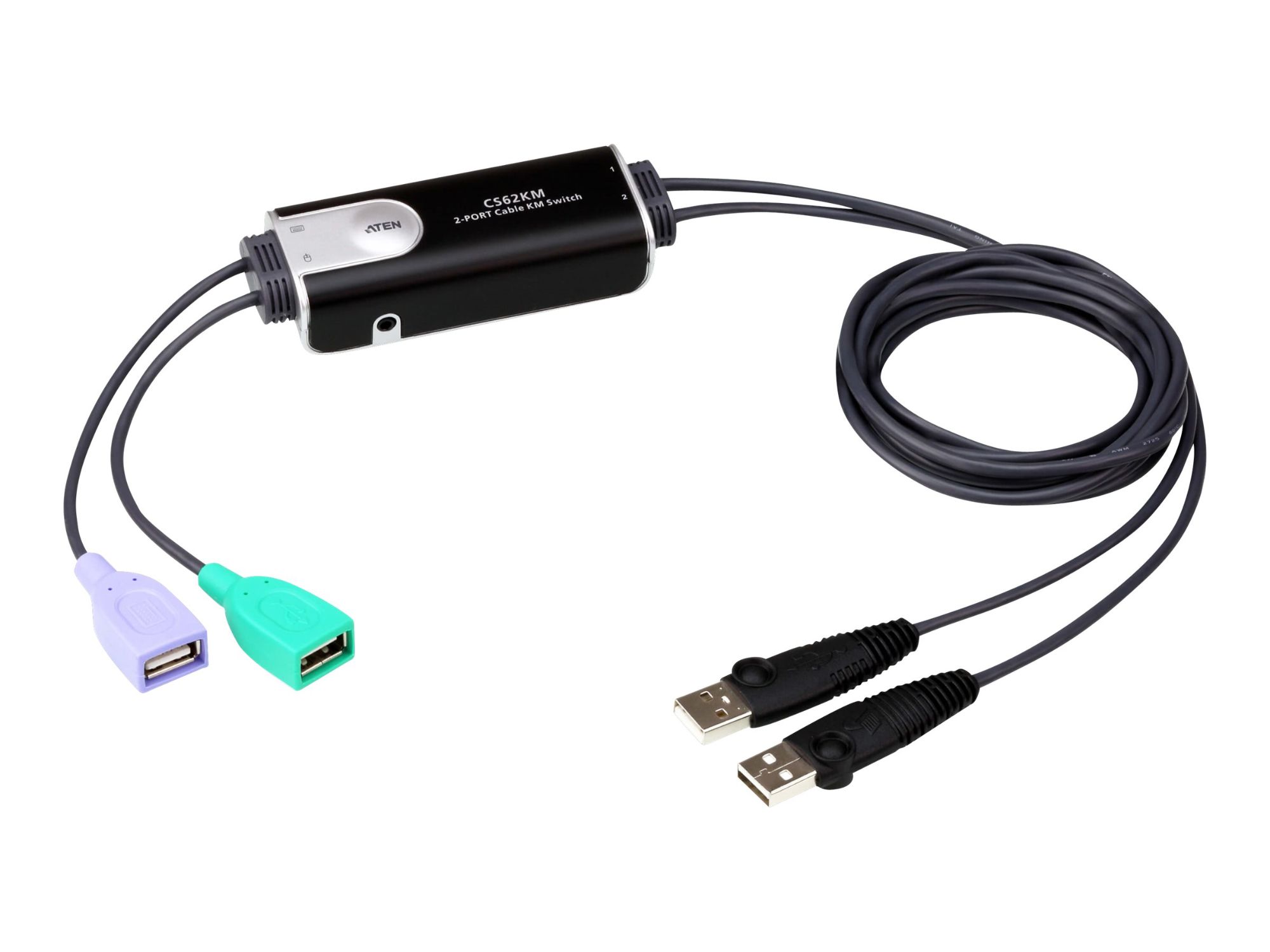 ATEN CS62KM - Commutateur souris/clavier - 2 x USB - 1 utilisateur local - de bureau