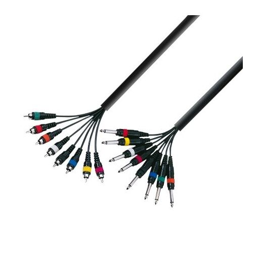 Adam Hall Multi-Cable - 8 x Mono 6.35mm Jack to 8 x RCA Male - 5m