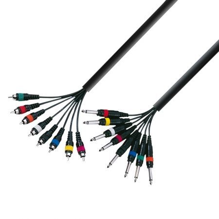 Adam Hall - K3L8PC0500 - Câble Multipaire 8 x Jack 6,35 mm mono vers 8 x RCA mâle - 5.00 m
