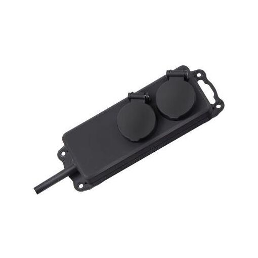 Enchufe de extensión Brennenstuhl IP44, 2 vías, negro, cable de 2 metros