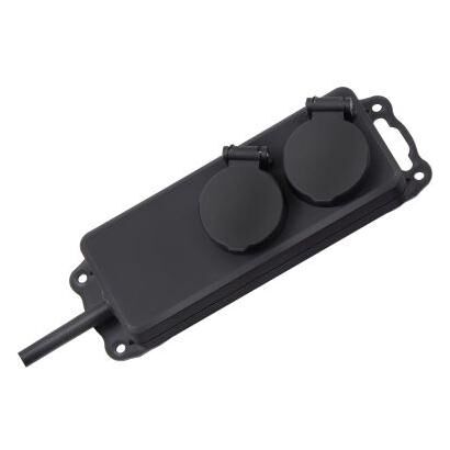 brennenstuhl Extension socket IP44 2-way black 2m H07RN-F 3G1,5 - Coupe-circuit - CA 230 V - connecteurs de sortie : 2 - 2 m cordon