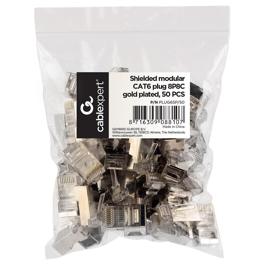 Gembird shielded modular LAN plug 30u'' set of 50 pcs solid and stranded
