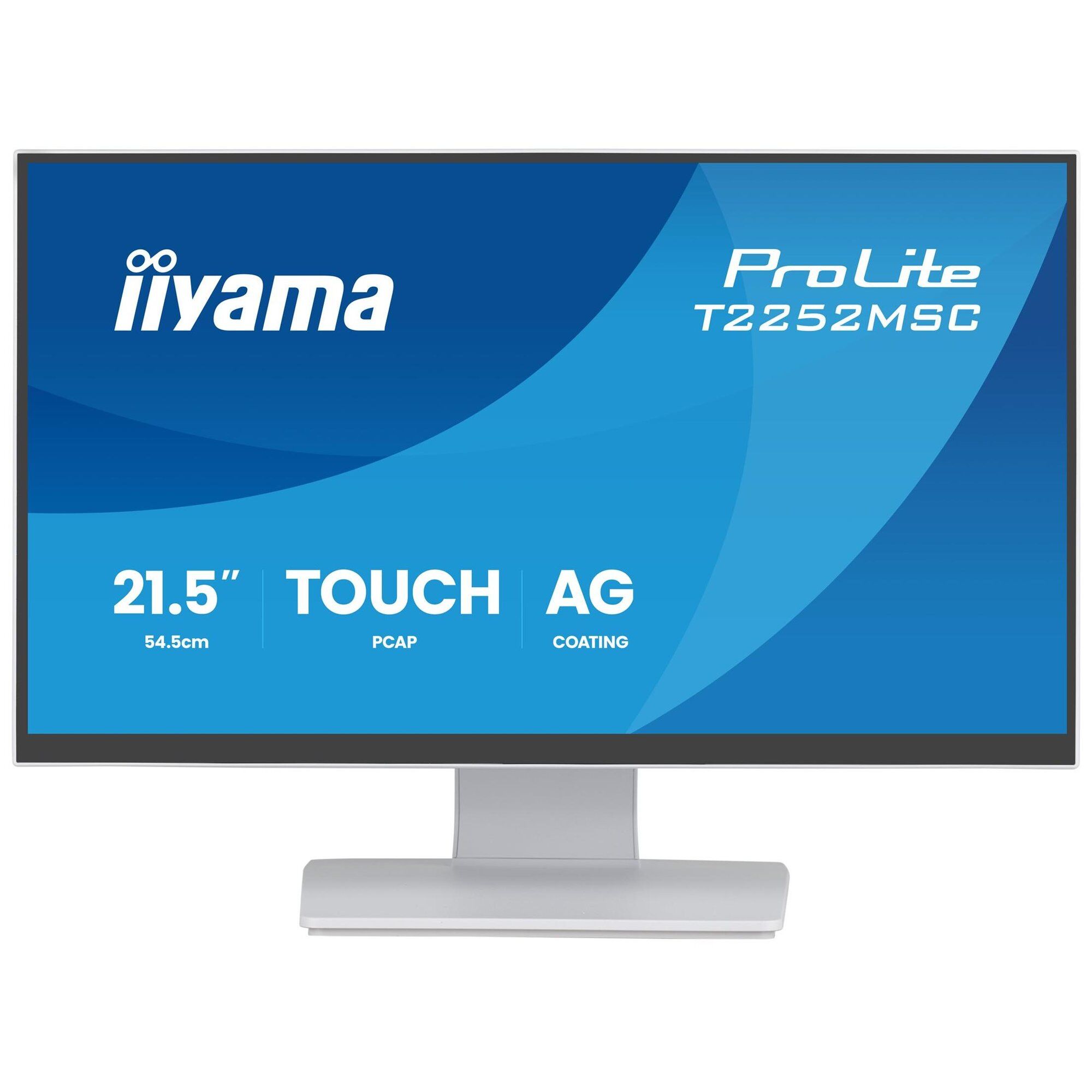 iiyama ProLite T2252MSC-W2AG - Écran LED - 21.5" (18.7" visualisable) - écran tactile - 1920 x 1080 Full HD (1080p) @ 100 Hz - IPS - 250 cd/m² - 1000:1 - 5 ms - HDMI, DisplayPort - haut-parleurs - blanc, mat