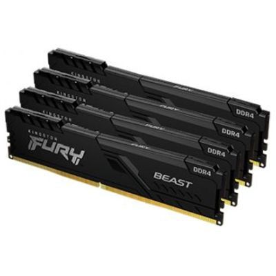 Kingston FURY Beast - DDR4 - kit - 64 Go: 4 x 16 Go - DIMM 288 broches - 3600 MT/s / PC4-28800 - CL18 - 1.35 V - mémoire sans tampon - non ECC - noir