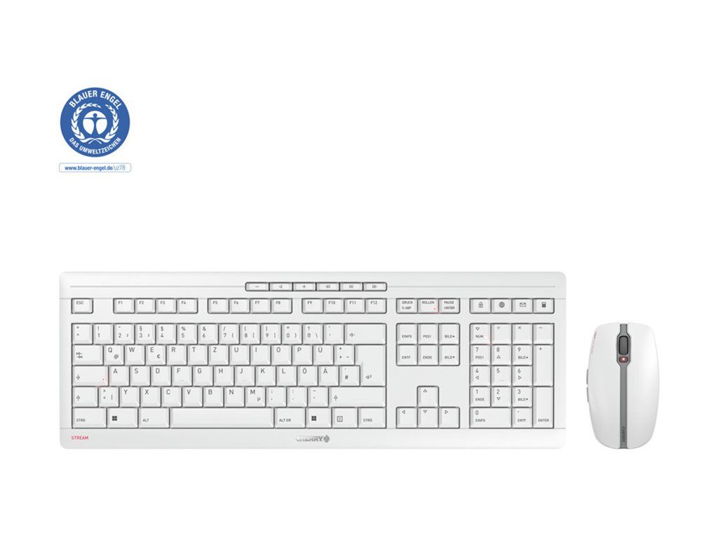 CHERRY STREAM DESKTOP - Ensemble clavier et souris - sans fil - 2.4 GHz - Allemand - commutateur : CHERRY SX - gris pâle