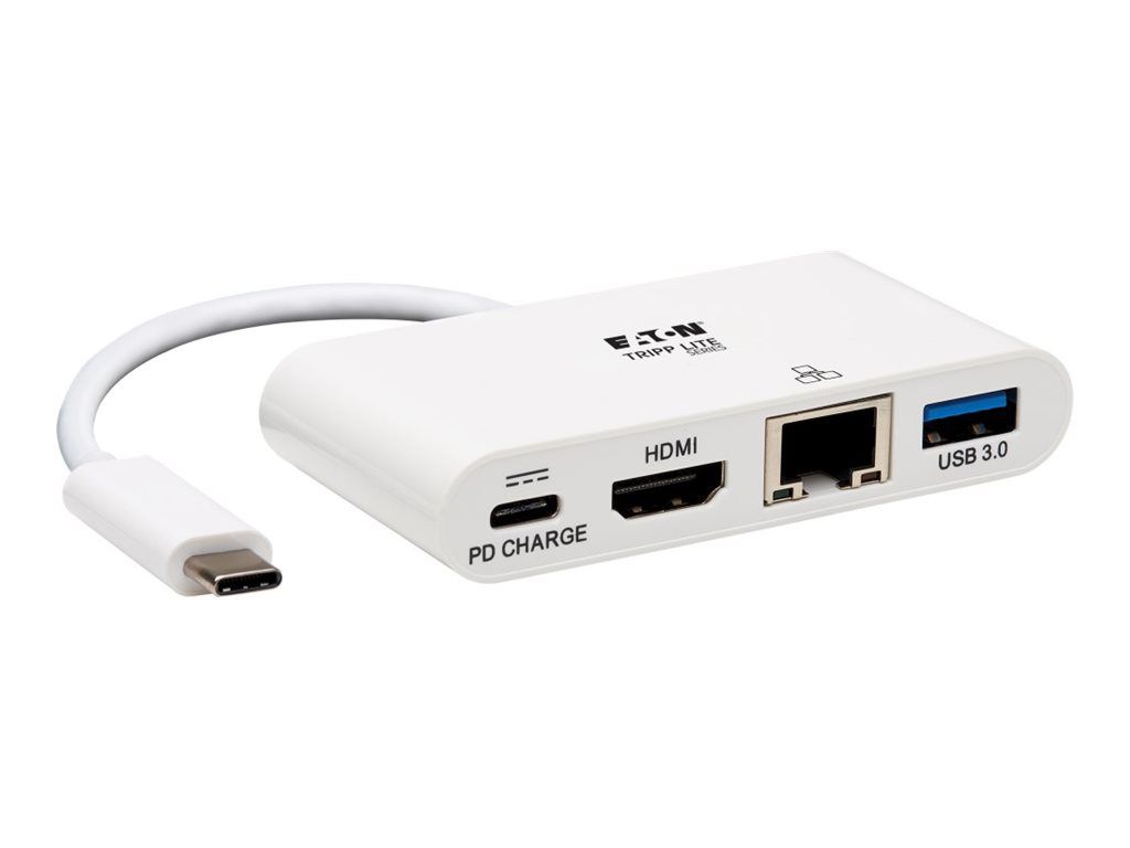 Eaton Tripp Lite Series USB C to HDMI Multiport Video Adapter Converter w/ USB-A Hub, USB-C PD Charging Port & Gigabit Ethernet Port, Thunderbolt 3 Compatible USB Type C to HDMI, USB Type-C -...