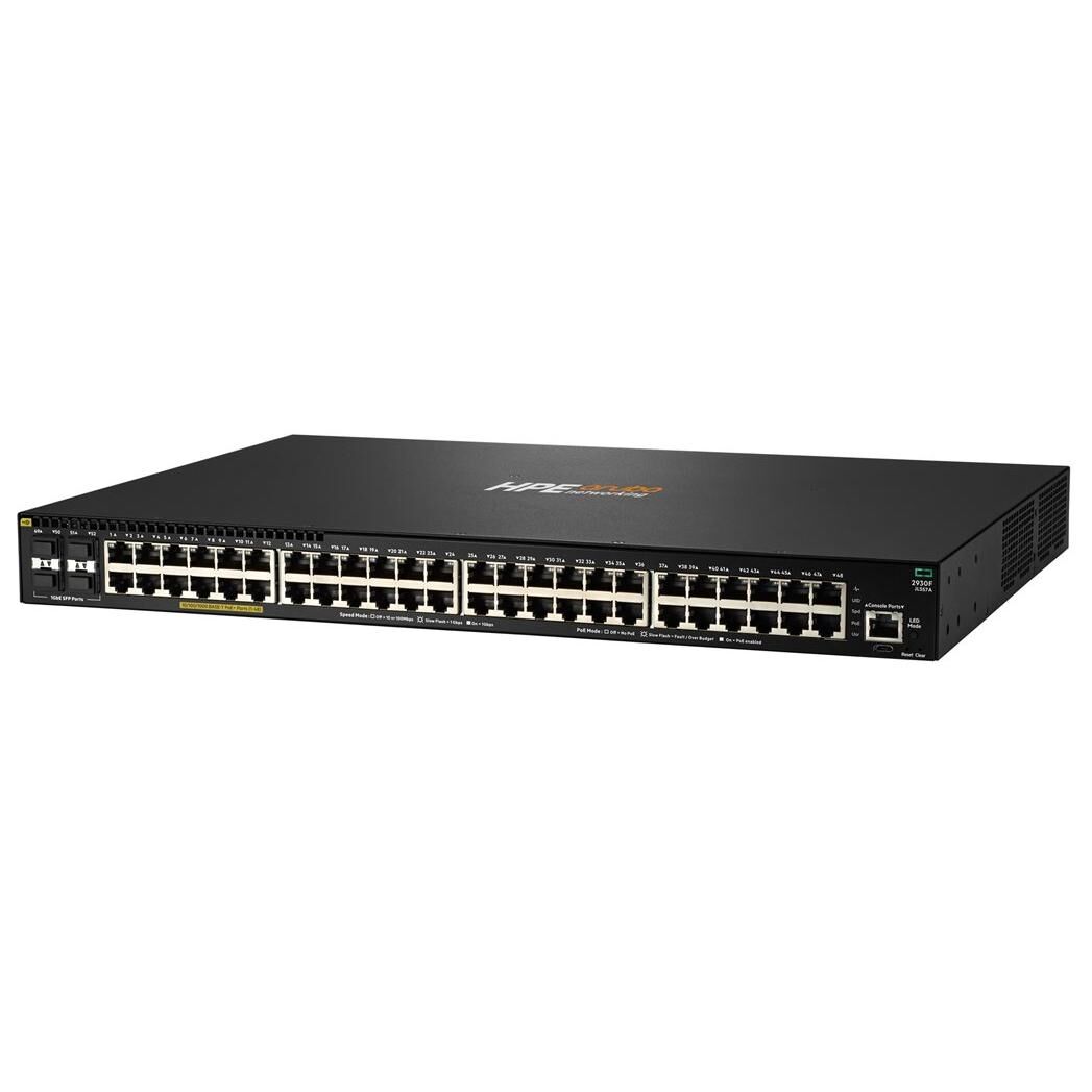 HPE Aruba 2930F 48G PoE+ 4SFP - Commutateur - C3 - Géré - 48 x 10/100/1000 (PoE+) + 4 x Gigabit SFP (liaison montante) - Montable sur rack - PoE+ (740 W)