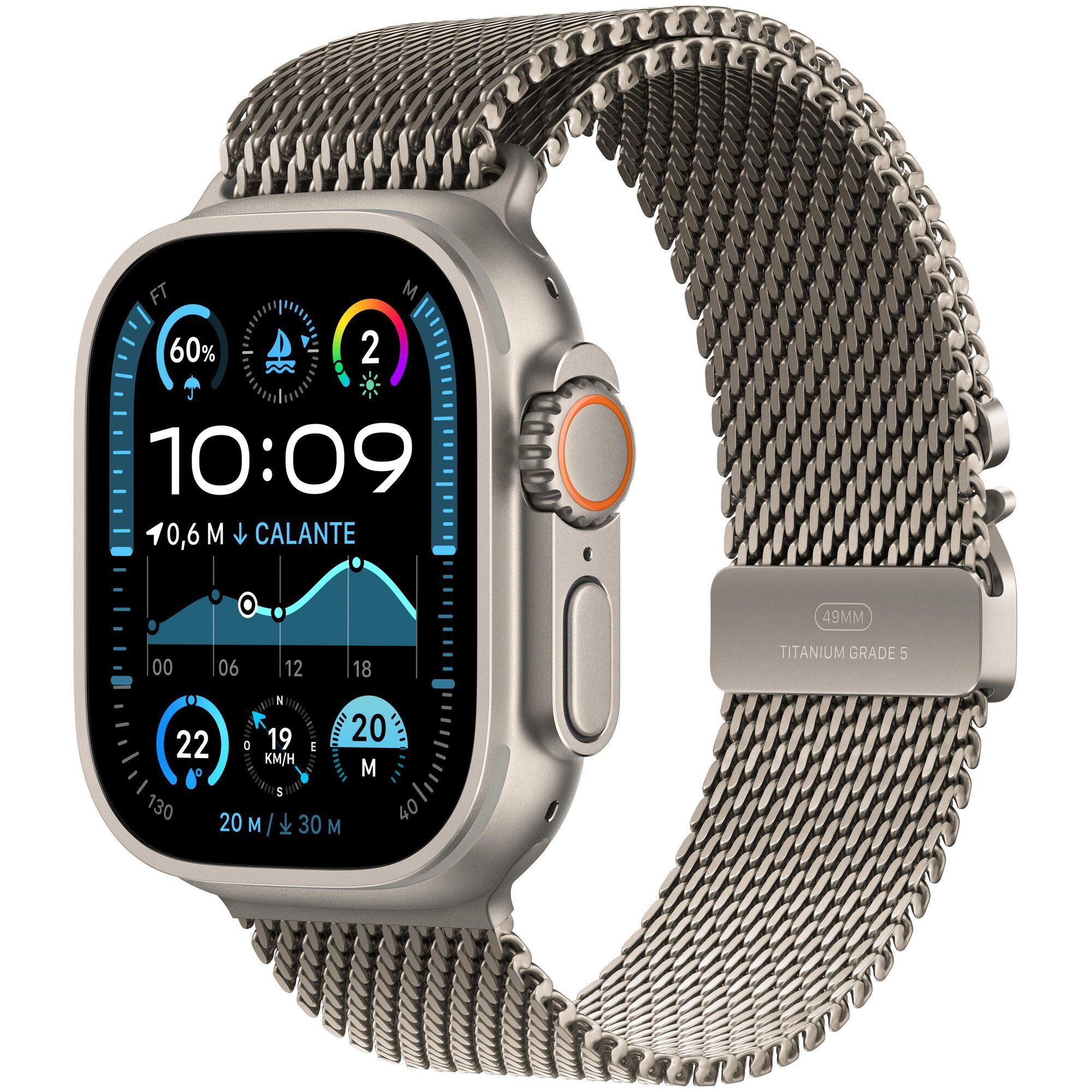 Apple Watch Ultra 2 OLED 49 mm Numérique 410 x 502 pixels Écran tactile 4G Titane GPS (satellite)
