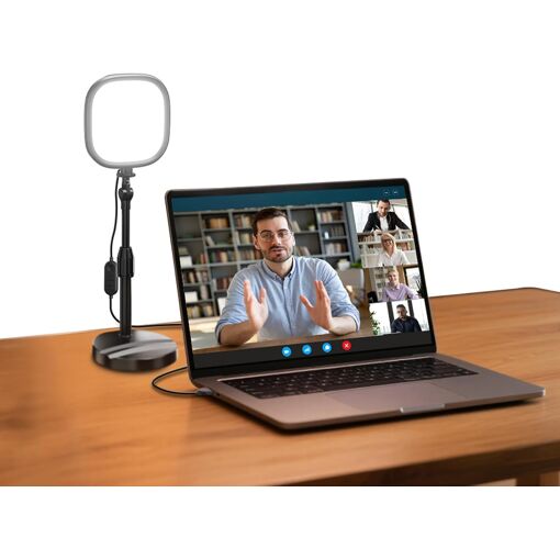 Lámpara de escritorio Neewer Básicos de 5 pulgadas para llamadas de video con anillo de luz LED de pantalla completa CRI95, iluminación de 10W en dos colores con zoom para computadora portátil, NL10