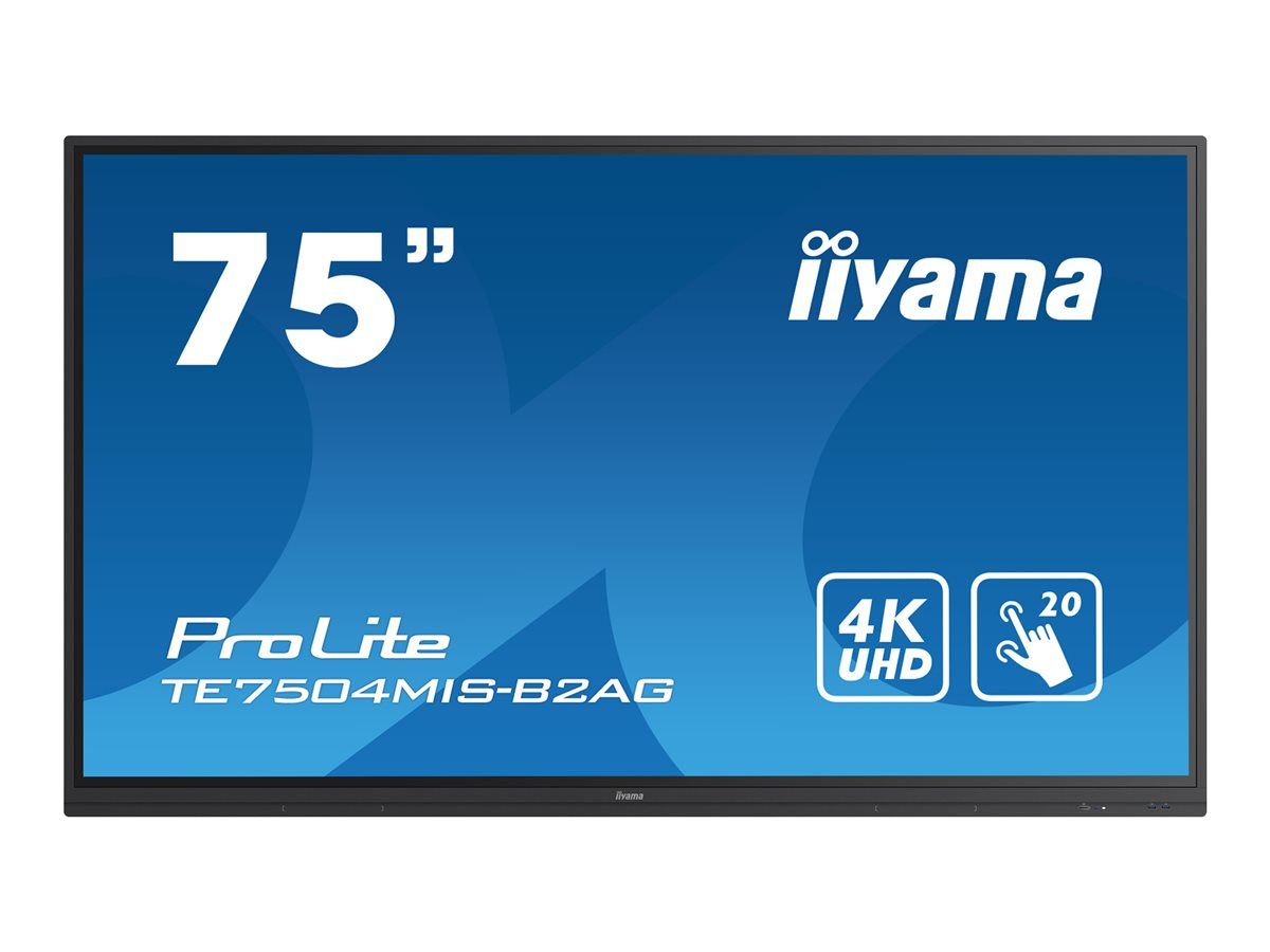 iiyama ProLite TE7504MIS-B2AG - 75" écran LCD rétro-éclairé par LED - signalétique numérique interactive - avec lecteur de média intégré et écran tactile (multipoint) - Android - 4K UHD (2160p) 3840 x 2160 - noir, mat