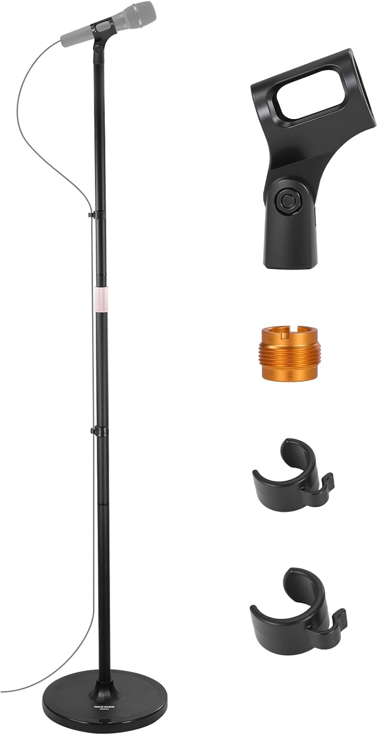 NEEWER Bras Micro sur Pied, Boom Arm Microphone à Pince Détachable et Réglable en 3 Sections avec Base Lestée,Compatible avec Blue Yeti HyperX QuadCast Shure SM58 Samson Q2U Fifine K669B, MS045