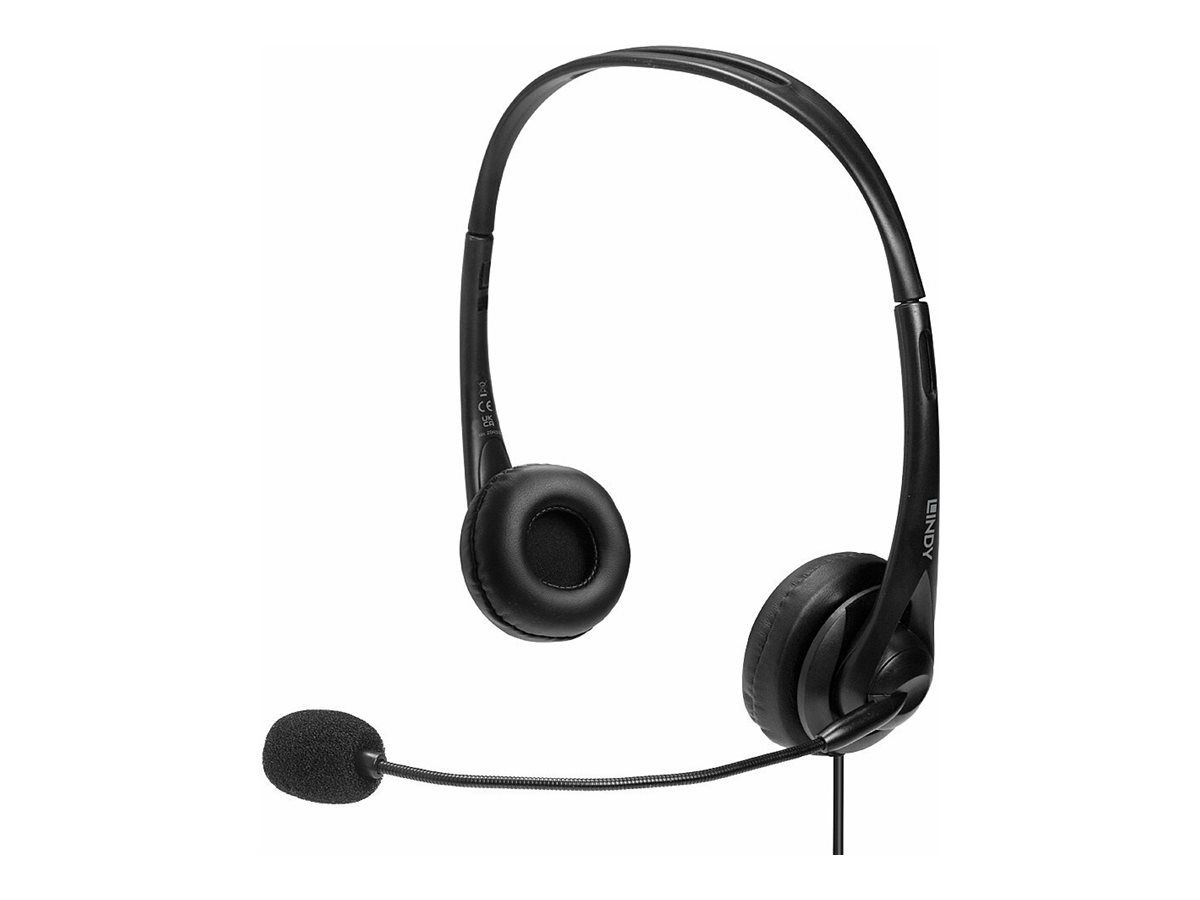 Lindy - Micro-casque - sur-oreille - filaire - jack 3,5mm, USB-C - noir