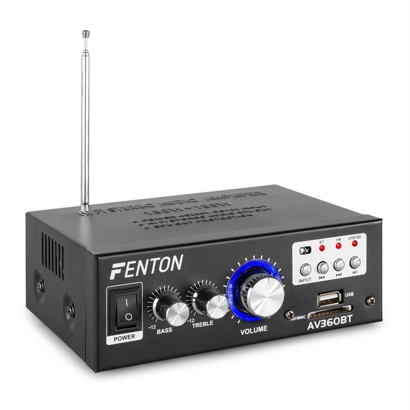 Fenton AV360BT amplificateur stéréo 80 W RMS (2x40W à 8 ohms) BT / USB / SD / AUX
