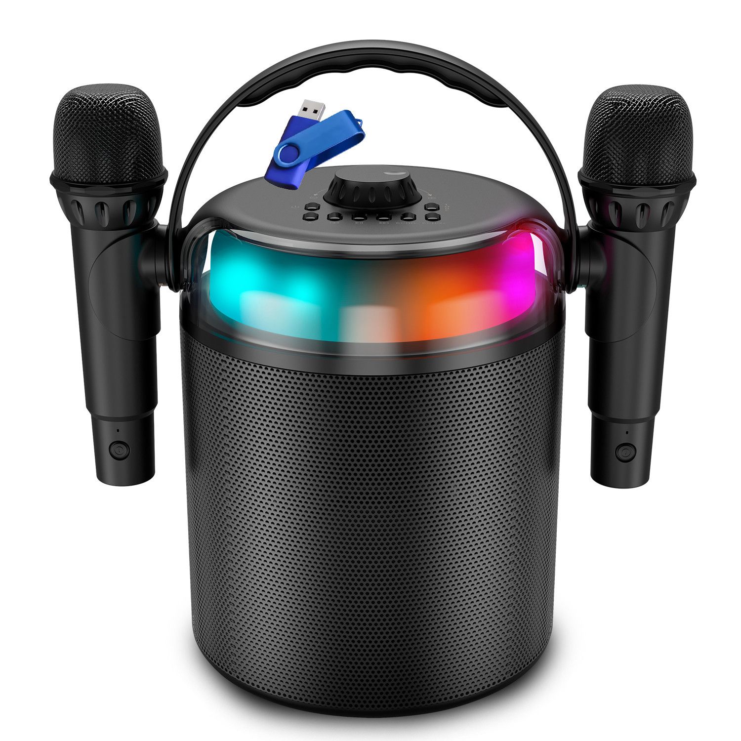 Enceinte Autonome Ledwood PLAYKARAOKE 120W, LED, Bluetooth USB, 2 Micros ss fil, Effets Vocaux +Clé 32G
