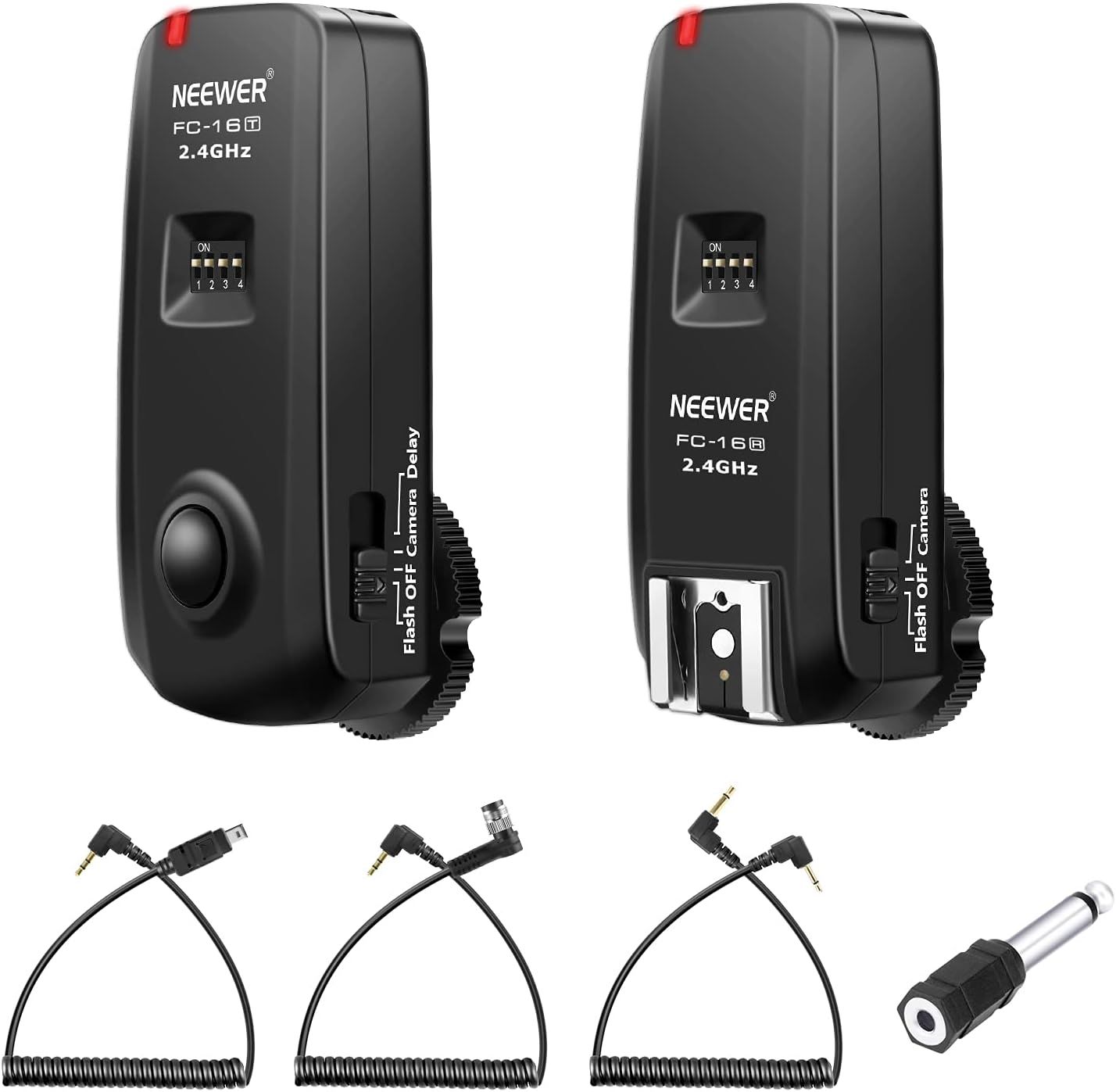 NEEWER FC-16 Multi-Canaux 2.4GHz 3-en-1 Déclencheur Sans Fil à Flash / Flash Studio avec Télécommande pour Nikon D7100 D7000 D5100 D5000 D3200 D3100 D600 D90 D800E D800 D700 D300S D300 D200 D4 D3S D3X