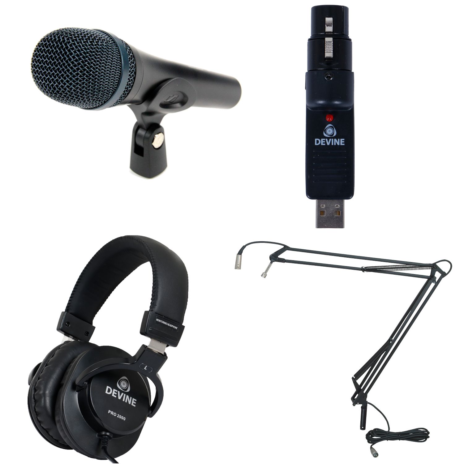 Sennheiser e 945 avec convertisseur USB, casque et bras de type broadcast