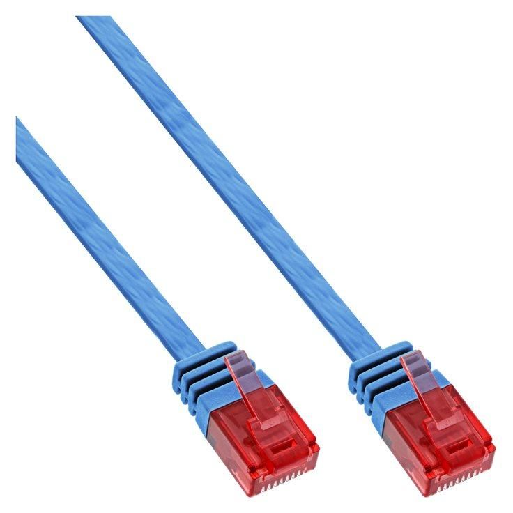 InLine - Cordon de raccordement - RJ-45 (M) pour RJ-45 (M) - 1 m - UTP - CAT 6 - moulé, plat - bleu