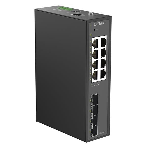 D-Link DIS 210G-12 - Commutateur - industriel - intelligent - 8 x 10/100/1000 + 4 x Gigabit SFP - Montage sur rail DIN