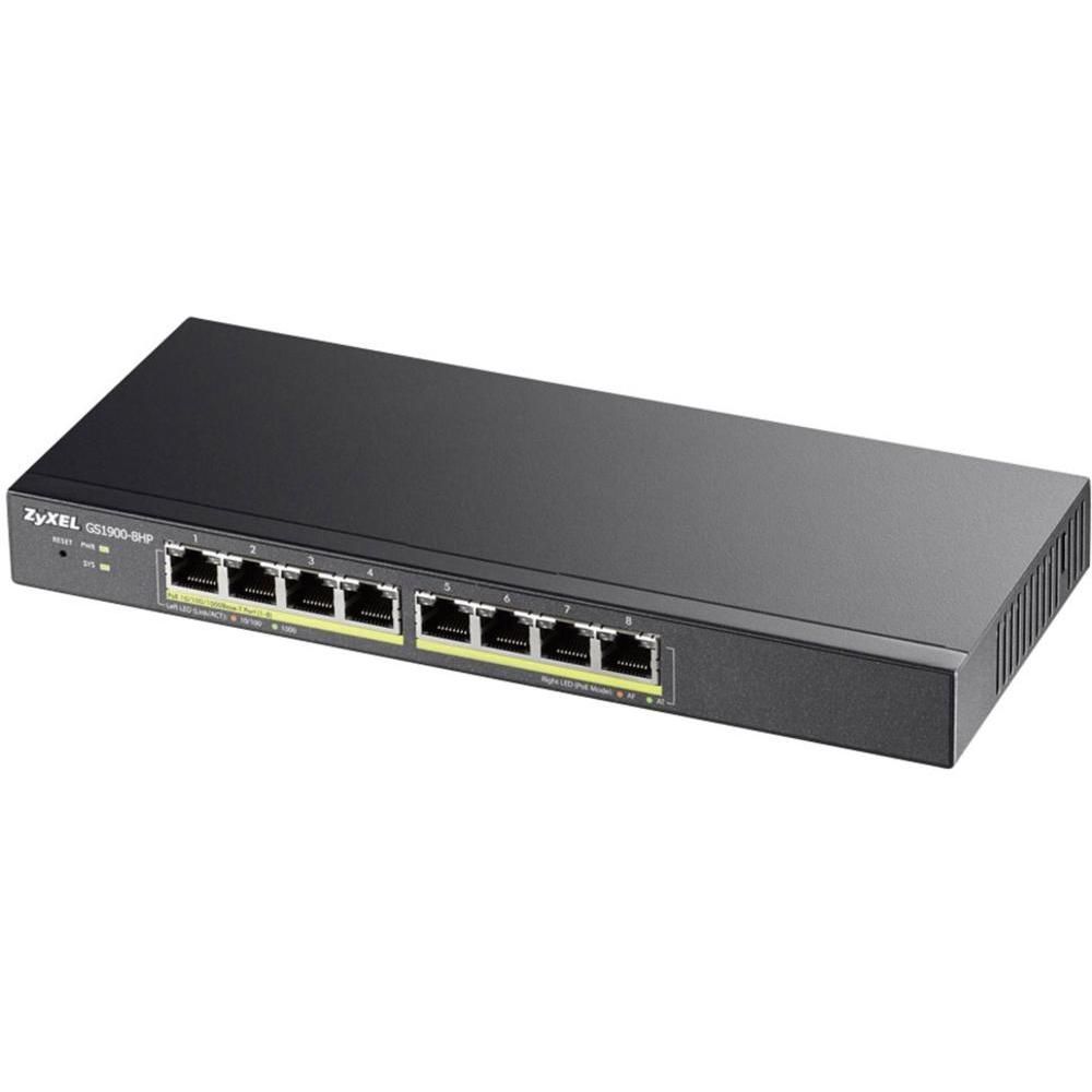 Zyxel GS1900-8HP - Commutateur - intelligent - 8 x 10/100/1000 (PoE+) - de bureau, fixation murale - PoE+ (70 W)