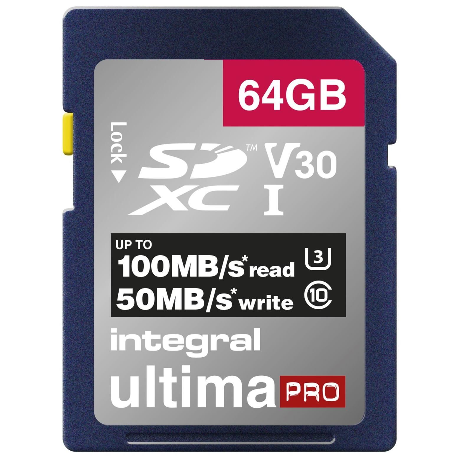 Integral UltimaPro - Carte mémoire flash - 64 Go - Video Class V30 / UHS Class 3 / Class10 - SDXC UHS-I