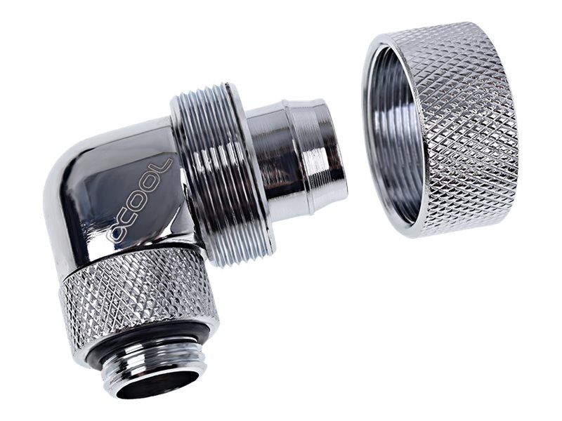 Alphacool Eiszapfen 19/13mm compression fitting 90° rotatable G1/4 - Adaptateur de raccordement du système de refroidissement par liquide - chrome, nickel argenté
