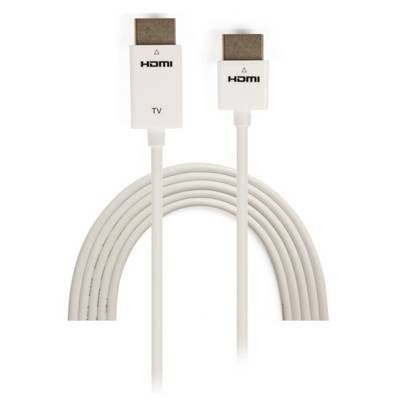 TECHly Ultra Slim - High speed - câble HDMI avec Ethernet - HDMI mâle pour HDMI mâle - 1 m - blanc - rond, support 4K, support 1080p, support Dolby DTS-HD Master Audio, support Dolby TrueHD