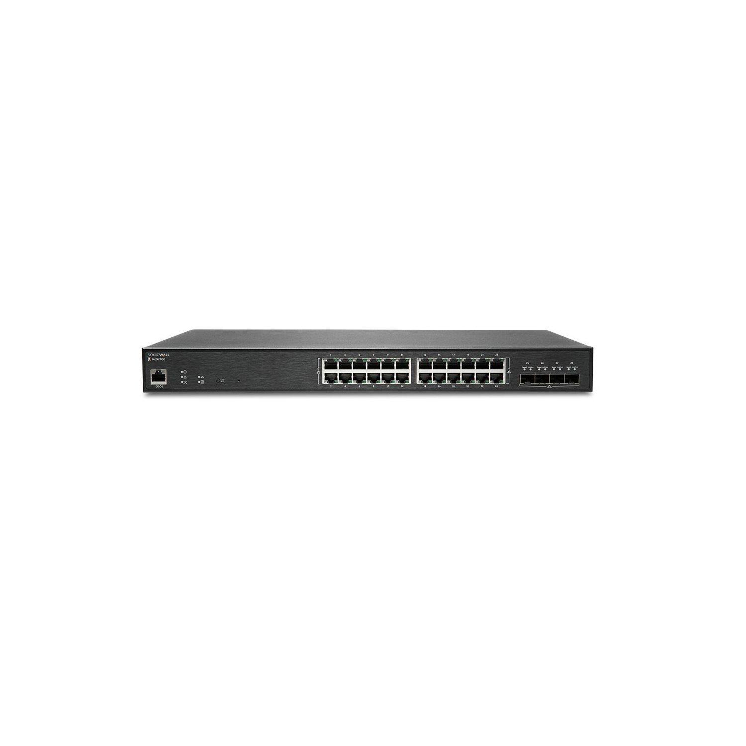 SonicWall Switch SWS14-24FPOE - Commutateur - Géré - 24 x 10/100/1000 (PoE+) + 4 x 10 Gigabit SFP+ - Montable sur rack - PoE+ (410 W) - avec Support 24x7 de 3 ans