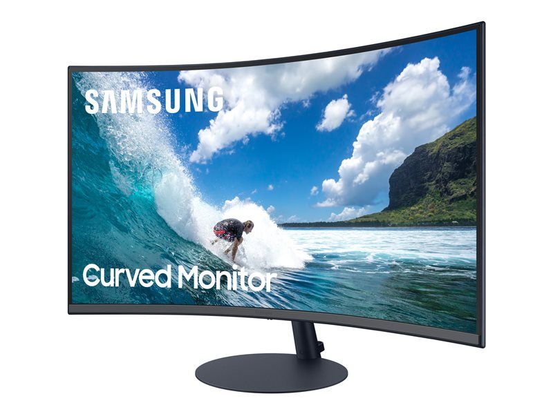 Samsung C32T550FDR - T55 Series - écran LED - incurvé - 32" (31.5" visualisable) - 1920 x 1080 Full HD (1080p) @ 75 Hz - VA - 250 cd/m² - 3000:1 - 4 ms - HDMI, VGA, DisplayPort - haut-parleurs - gris foncé/bleu