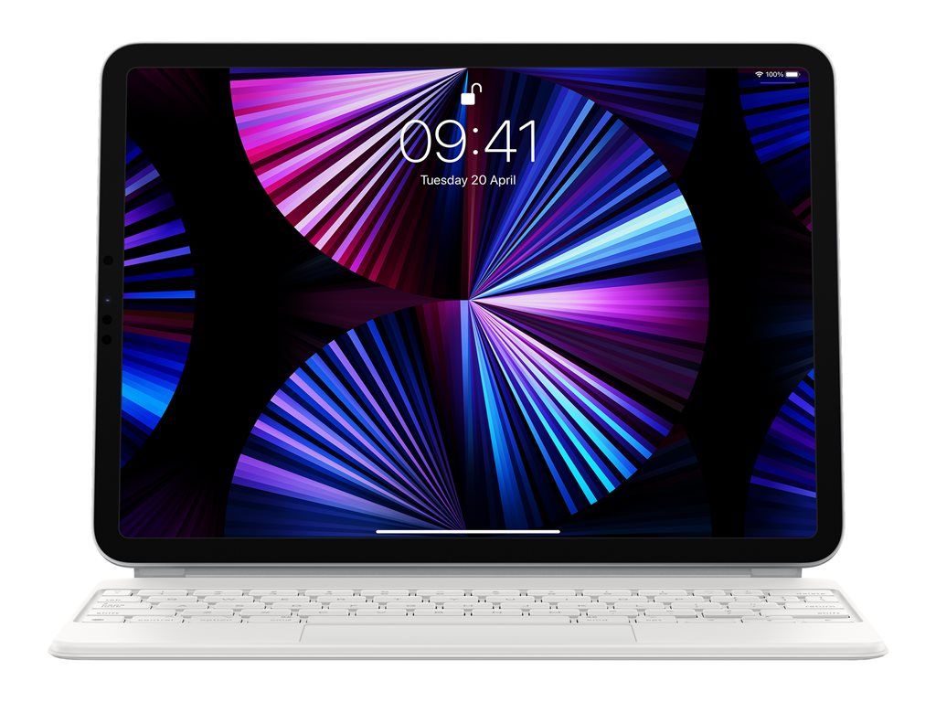 Apple Magic Keyboard - Clavier et étui - avec trackpad - rétroéclairé - Apple Smart connector - QWERTY - R.-U. - blanc - pour 10.9-inch iPad Air (4th generation, 5th generation); 11-inch iPad Air (M2, M3); 11-inch iPad Pro (1st generation, 2nd...