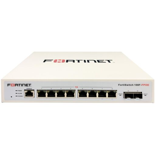 Fortinet FortiSwitch 108F-FPOE - Commutateur géré L2+, 8 ports Gigabit Ethernet (10/100/1000), support PoE