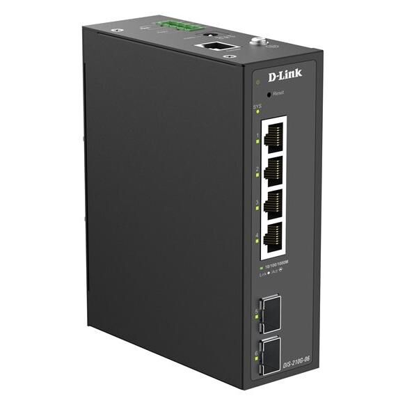 D-Link DIS 210G-06 - Commutateur - industriel - intelligent - 6 x 10/100/1000 + 2 x Gigabit SFP - Montage sur rail DIN