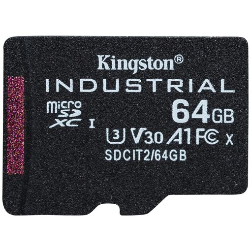 Kingston Industrial Flash Memory Card - 64GB - A1 / Video Class V30 / UHS-I U3 / Class10 - microSDXC UHS-I