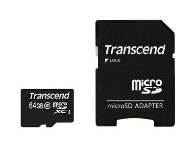 Transcend Premium - Carte mémoire flash (adaptateur microSDHC - SD inclus(e)) - 64 Go - UHS Class 1 / Class10 - 300x - microSDXC UHS-I