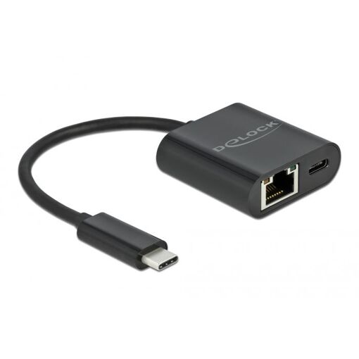 Adaptador DeLock USB Tipo C a Ethernet Gigabit 10/100/1000 Mbps con Entrega de Potencia, Negro