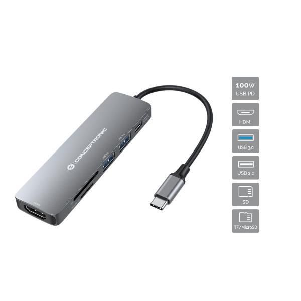 Conceptronic DONN11G station d'accueil Avec fil USB 3.2 Gen 1 (3.1 Gen 1) Type-C Gris
