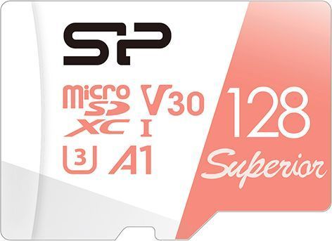 SILICON POWER Superior - Carte mémoire flash (adaptateur microSDXC vers SD inclus(e)) - 128 Go - A1 / Video Class V30 / UHS-I U3 / Class10 - microSDXC UHS-I