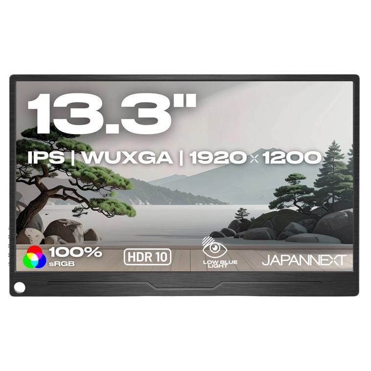 JAPANNEXT JN-MD-IPS133WUXGAR - Écran LCD - 13.3" - portable - 1920 x 1200 WUXGA @ 60 Hz - IPS - 300 cd/m² - 800:1 - 25 ms - HDMI, DisplayPort, USB-C - haut-parleurs
