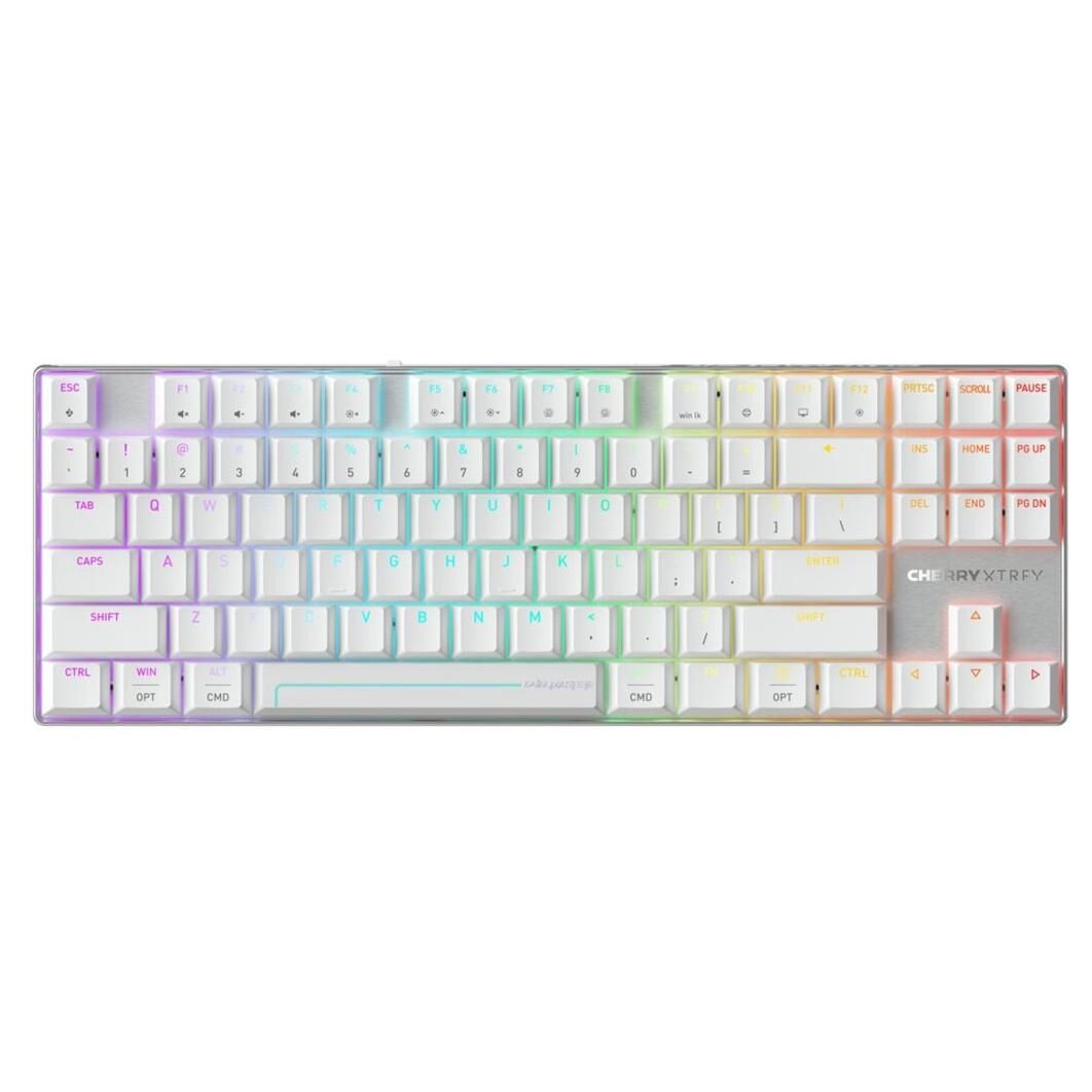 CHERRY XTRFY MX 8.2 PRO - Clavier - TMR - 80% - TKL - backlit - sans fil - Bluetooth 5.3, 2.4 GHz, USB - QWERTY - US - commutateur : CHERRY MK Crystal - blanc