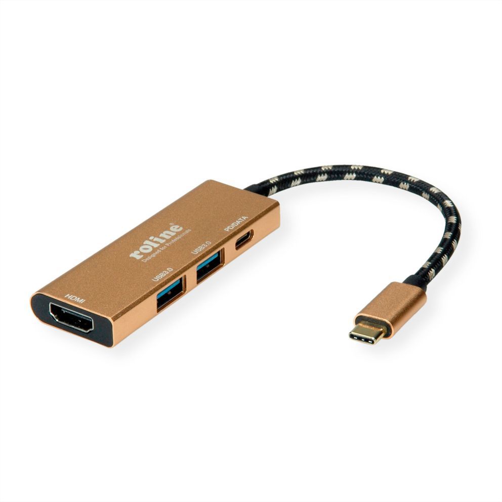 ROLINE 12.02.1119 station d'accueil Avec fil USB 3.2 Gen 2 (3.1 Gen 2) Type-C Or