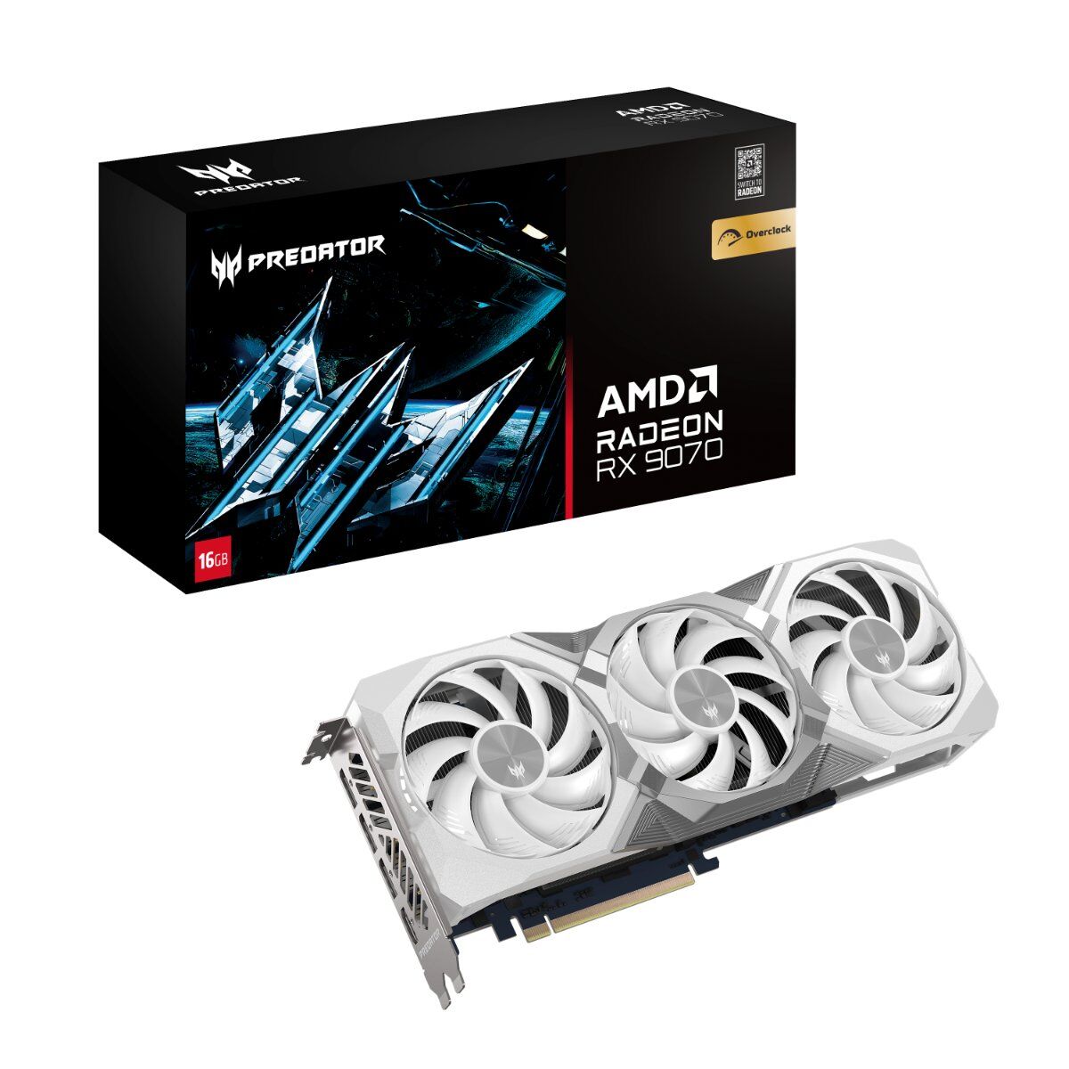 Carte graphique Predator BiFrost Radeon RX 9070 OC 16 GB White Edition