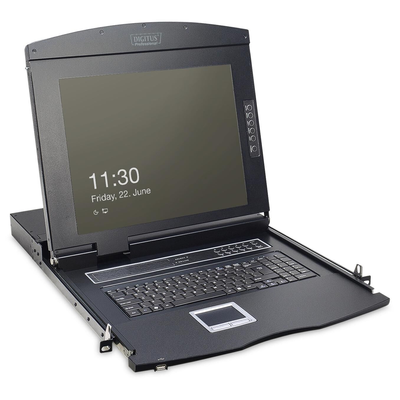 Digitus Console modulaire avec écran TFT de 17 po (43,2 cm), 1 port clavier-vidéo-souris et pavé tactile, clavier allemand