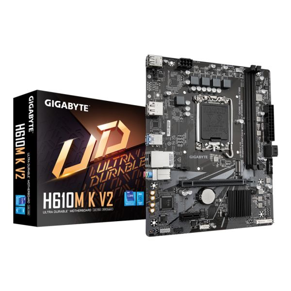 GIGABYTE H610M K V2 Carte mère - Processeurs Intel Core 14? génération, jusqu'à 5600 MHz DDR5, 1xPCIe 3.0 M.2, LAN 1GbE, USB 3.2 Gen 1