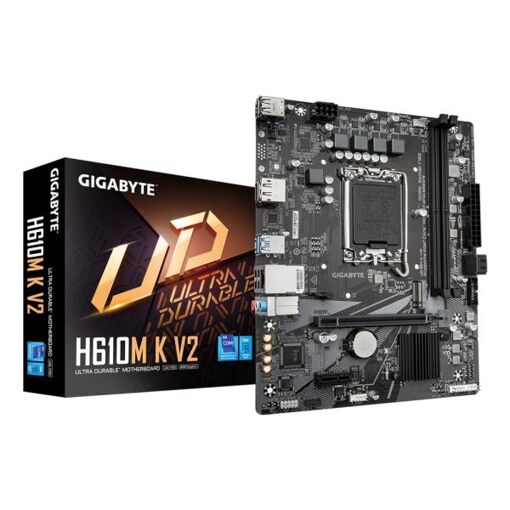 Placa base Gigabyte H610M K V2 - Procesadores Intel Core de 14ª generación, hasta 5600 MHz DDR5, 1x PCIe 3.0 M.2, LAN 1GbE, USB 3.2 Gen 1
