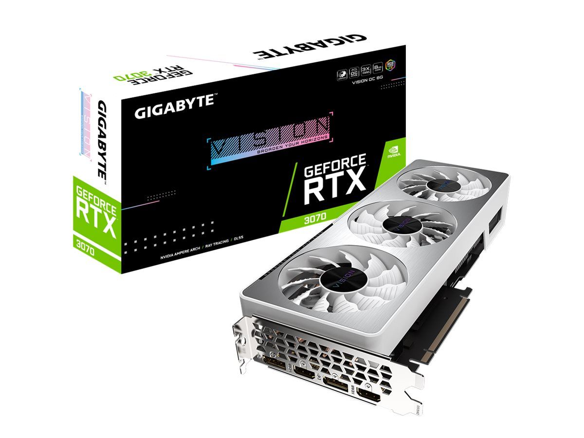 Gigabyte GeForce RTX 3070 VISION OC 8G (rev. 2.0) - Carte graphique - GF RTX 3070 - 8 Go GDDR6 - PCIe 4.0 - 2 x HDMI, 2 x DisplayPort