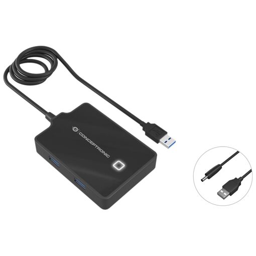 Conceptronic USB 3.2 Gen 1 (3.1 Gen 1) Type-A Docking Station, Black