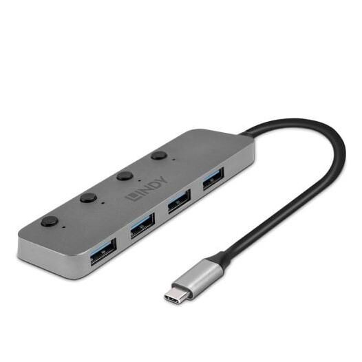 Lindy 43383 hub & concentrateur USB 3.2 Gen 1 (3.1 Gen 1) Type-C 5000 Mbit/s Gris