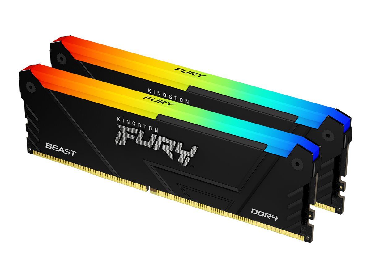 Kingston FURY Beast RGB - DDR4 - kit - 64 Go: 2 x 32 Go - DIMM 288 broches - 3200 MT/s / PC4-25600 - CL16 - 1.35 V - mémoire sans tampon - non ECC - noir