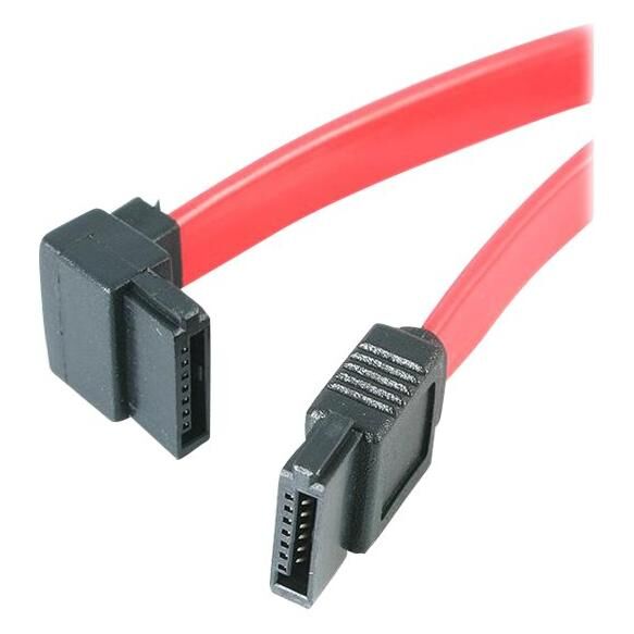 StarTech.com Câble Serial ATA SATA vers SATA à angle gauche 15 cm - Câble SATA - Serial ATA 150/300/600 - SATA (R) pour SATA (R) - 15.2 cm - connecteur à angle gauche - rouge - pour P/N: 25S22M2NGFFR, 25SAT22MSAT, S322M225R, SAT2M2NGFF25...