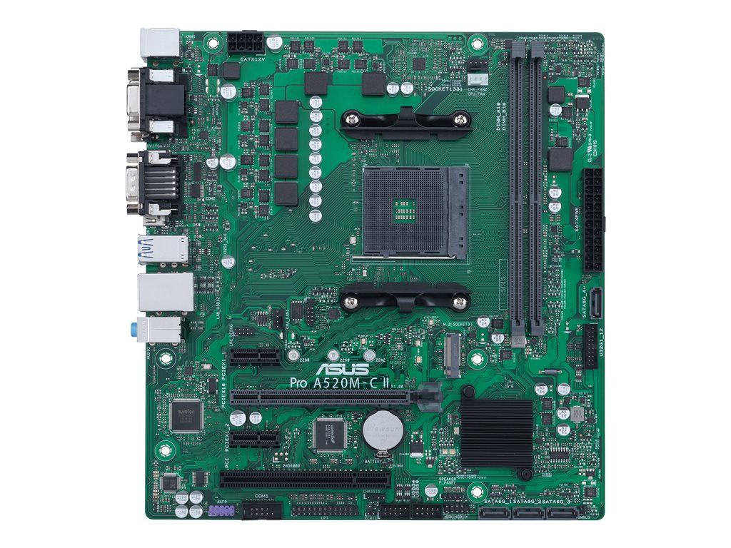 ASUS Pro A520M-C II/CSM - Carte-mère - micro ATX - Socket AM4 - AMD A520 Chipset - USB 3.2 Gen 1 - Gigabit LAN - carte graphique embarquée (unité centrale requise) - audio HD (8 canaux) - ASUS Corporate Stable Model (CSM)